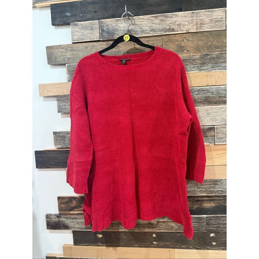 Eileen Fisher Red Pullover Sweater Flare Sleeve Womens plus Size 1X